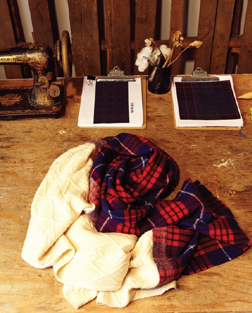 YARNZ】15AW/ヤーンズ Grunge Plaid with knit/大判ストール STANDARD FORM チェックのストール 大判 超 ・厚手のウール・カシミアストール ネイビー・赤・白 YARNZ NEW YORKの通販ショップ☆送料無料